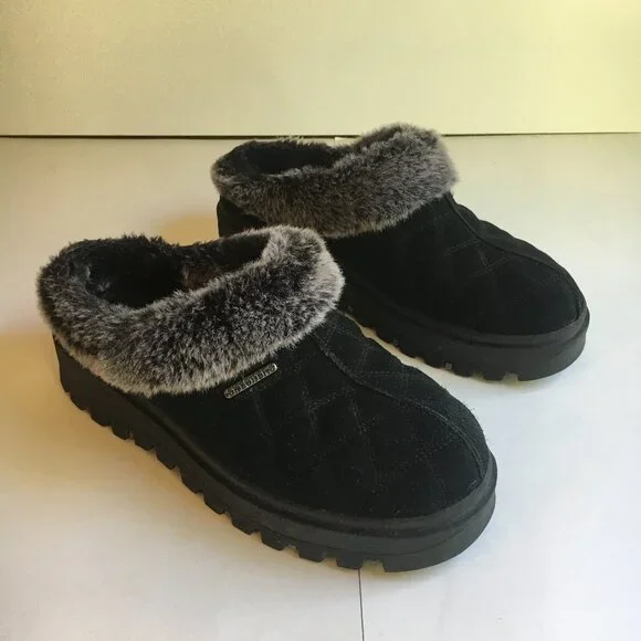 Skechers Shoes Skechers Shindigs Shoes Black Chunky Clog Faux